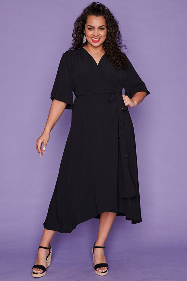 Mandy Black Wrap Dress – Little Party Dress